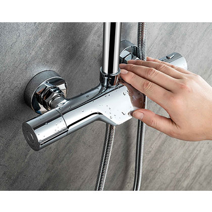 Three Functions Smart Adjustable Temperature Bathroom Brass Shower Faucet Mixer Tap Column Set Kit