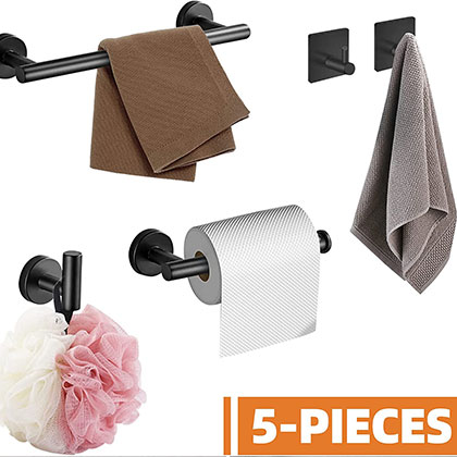 5 PCS Matte Black Bathroom Hardware Set