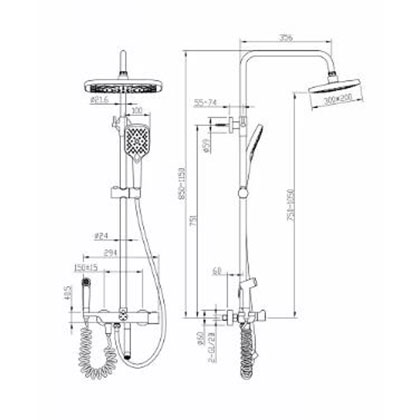 Four-function Thermostatic Mixer Shower