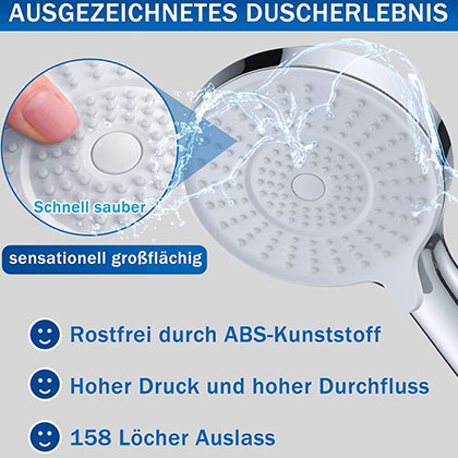 Amazon Hot Selling High Pressure Water Saving 3Functions Hand Shower with ABS Material