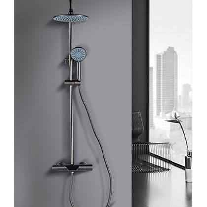 Three Functions Smart Adjustable Temperature Bathroom Brass Shower Faucet Mixer Tap Column Set Kit